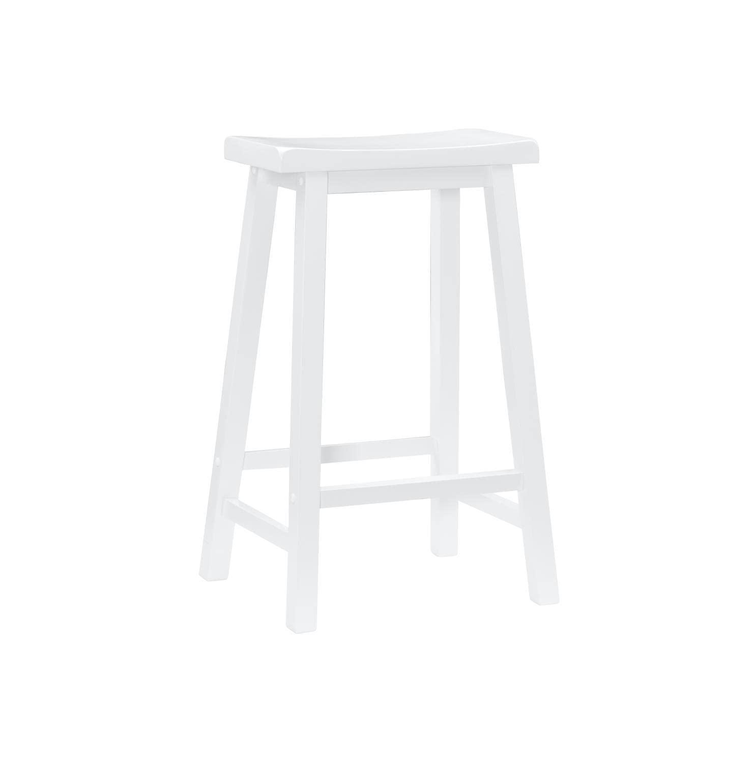 Linon Beamon 29" Sturdy Wood Backless Saddle Seat Counter Stool in Pure White
