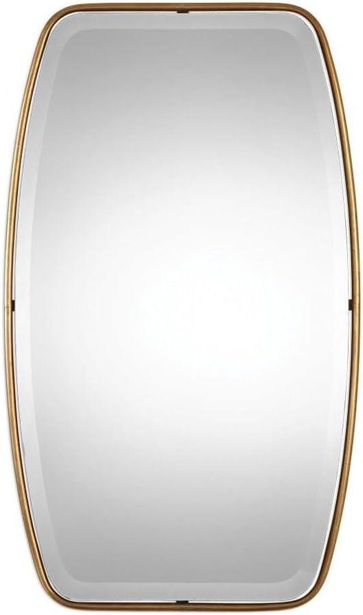 Uttermost Round Rectangular Vanity Accent Wall Mirror Modern Edge Beveled Gold Frame 21" Wide for Bathroom Bedroom Living Room