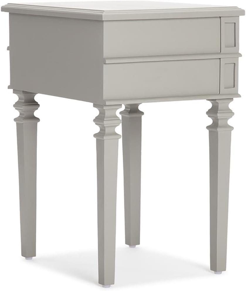 Irving Side Table with 2 Drawers Gray - Finch: Sturdy Wooden End, No Assembly Required