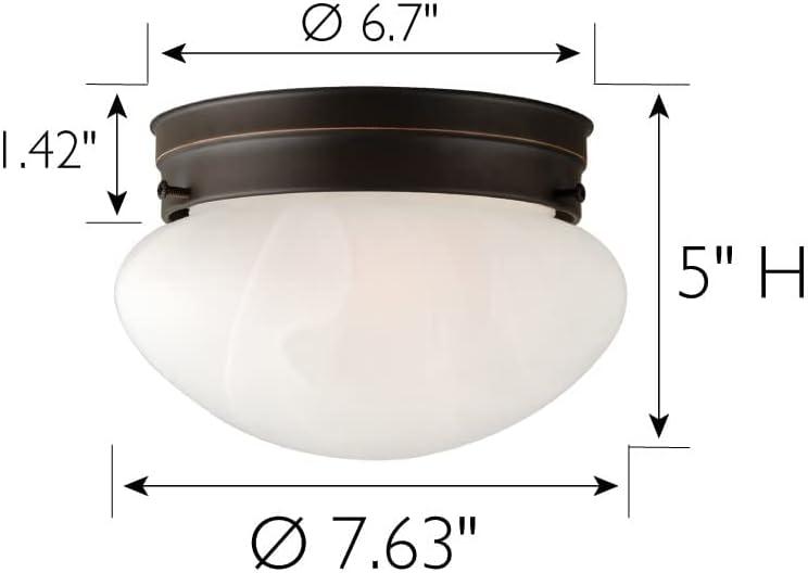 Bronze Alabaster Glass Bowl Ceiling Light, 7.6 Inch