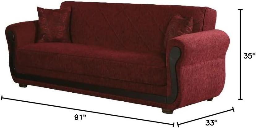 Tufted Twin Brown Fabric Sleeper Sofa with Storage and Rolled Arms