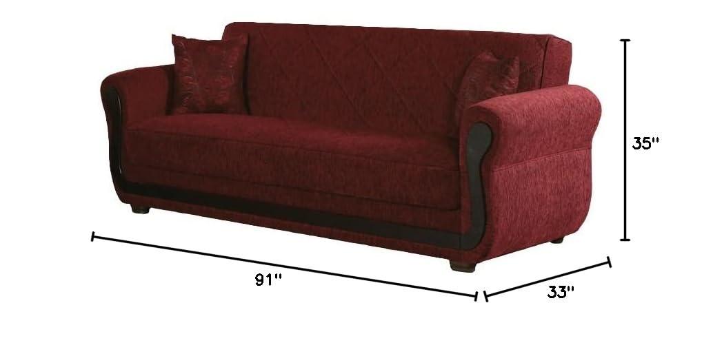 Tufted Twin Brown Fabric Sleeper Sofa with Storage and Rolled Arms
