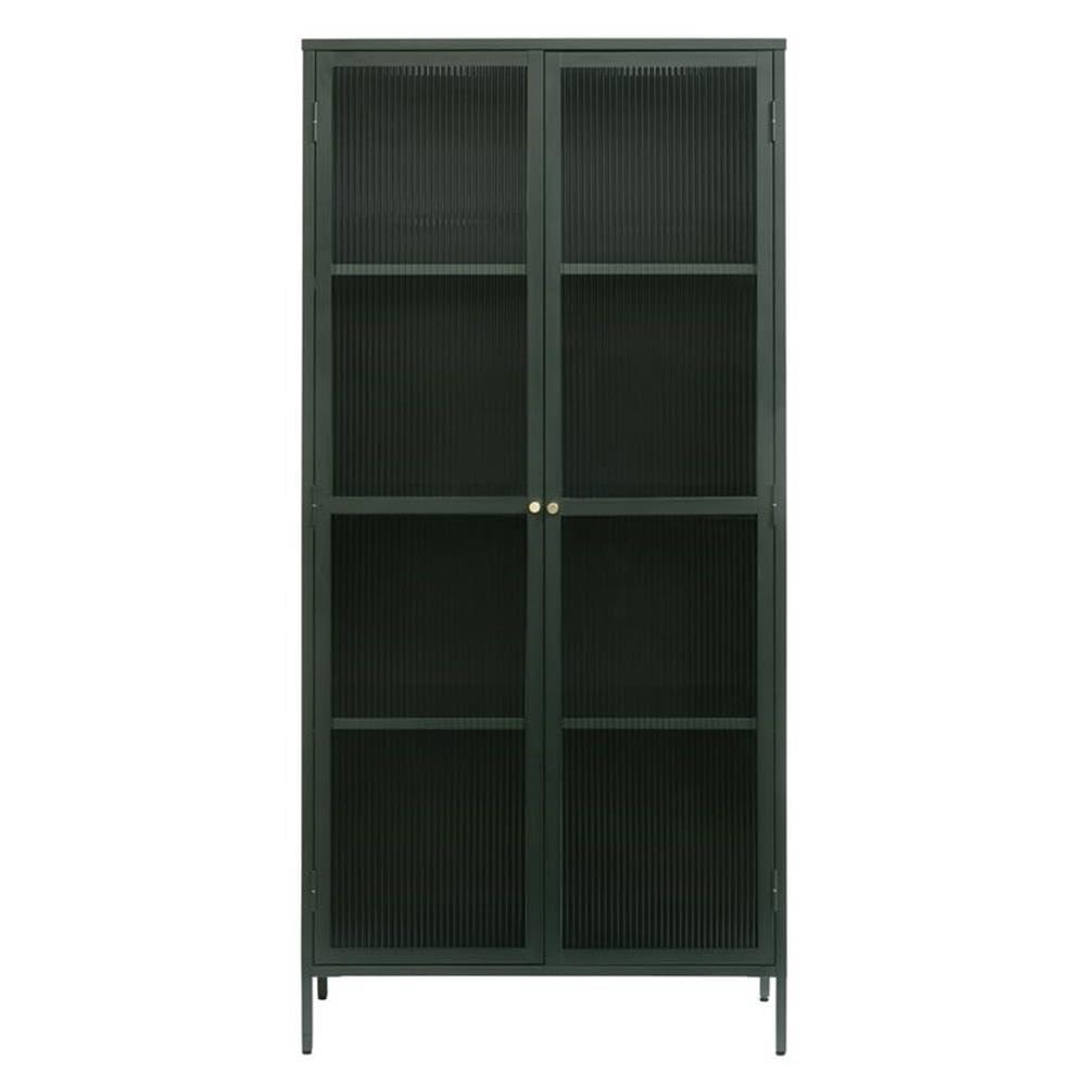75" Contemporary Glass & Metal Display Cabinet in Green