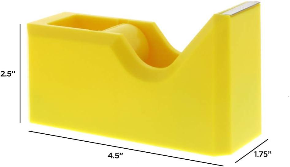 JAM Paper Colorful Desk Tape Dispensers - Yellow: Plastic Stationery for School & Office