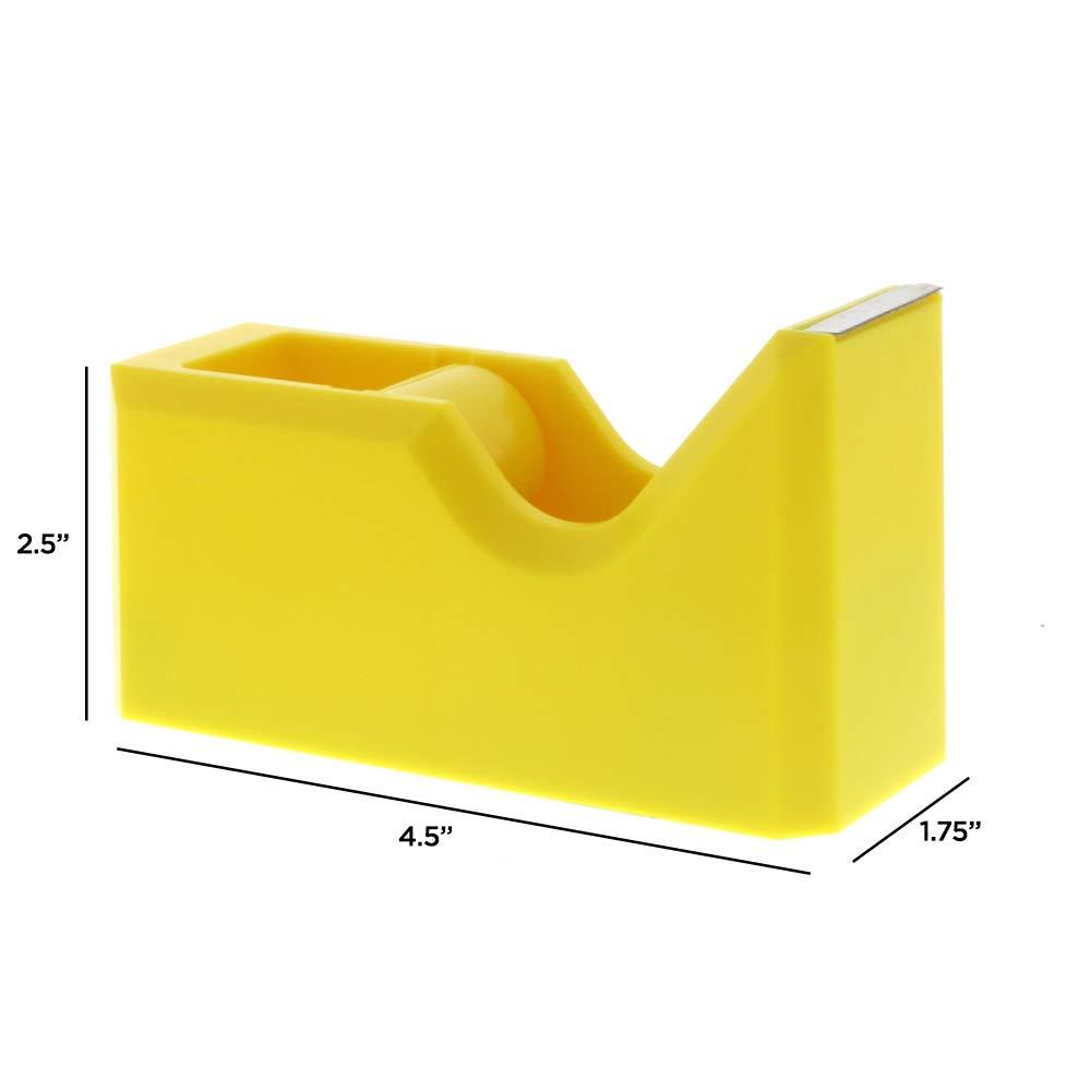 JAM Paper Colorful Desk Tape Dispensers - Yellow: Plastic Stationery for School & Office