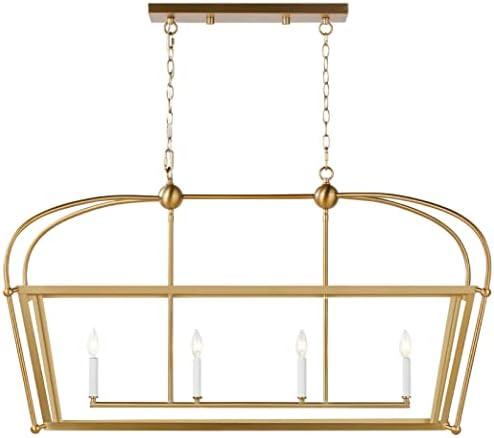 Satin Brass Elegance 4-Light Linear Pendant for Indoor/Outdoor