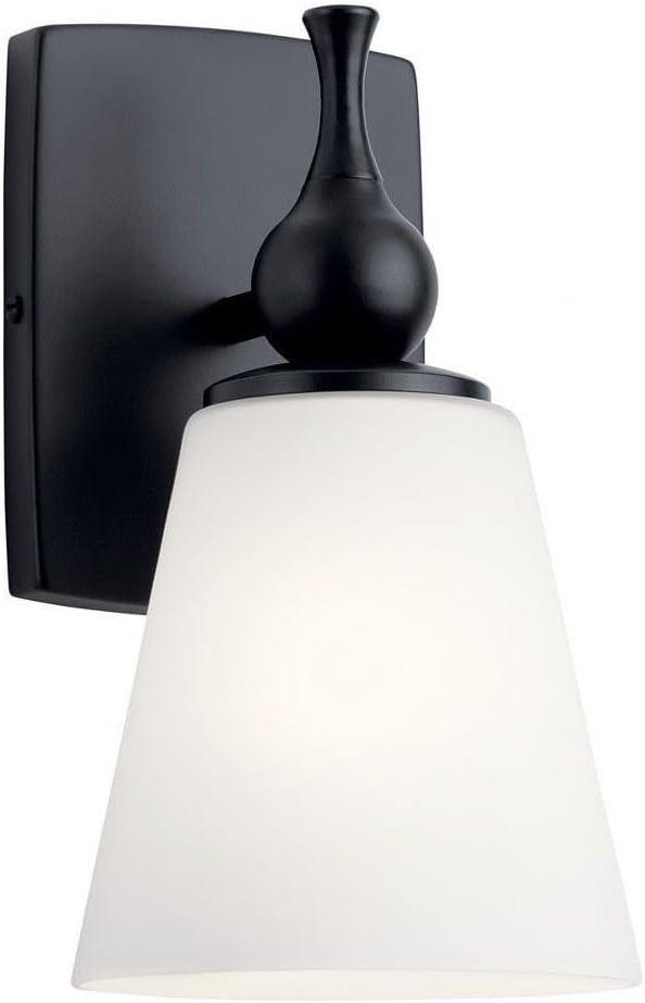 Black Bronze Cylinder Sconce with Satin Etched Glass