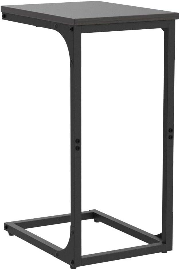 VASAGLE C-Shaped End Table, Small Side Table for Couch, Sofa Table with Metal Frame for Living Room, Bedroom, Bedside, Ebonized Oak and Black
