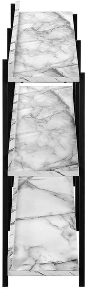 Monarch Specialties Accent Table Console Entryway Narrow Sofa Living Room Bedroom White Marble Look Laminate Black Metal Contemporary Modern