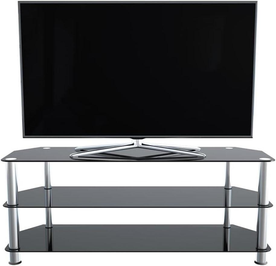 AVF Transitional Steel and Glass TV Stand for up to 60" TVs in Black/Chrome