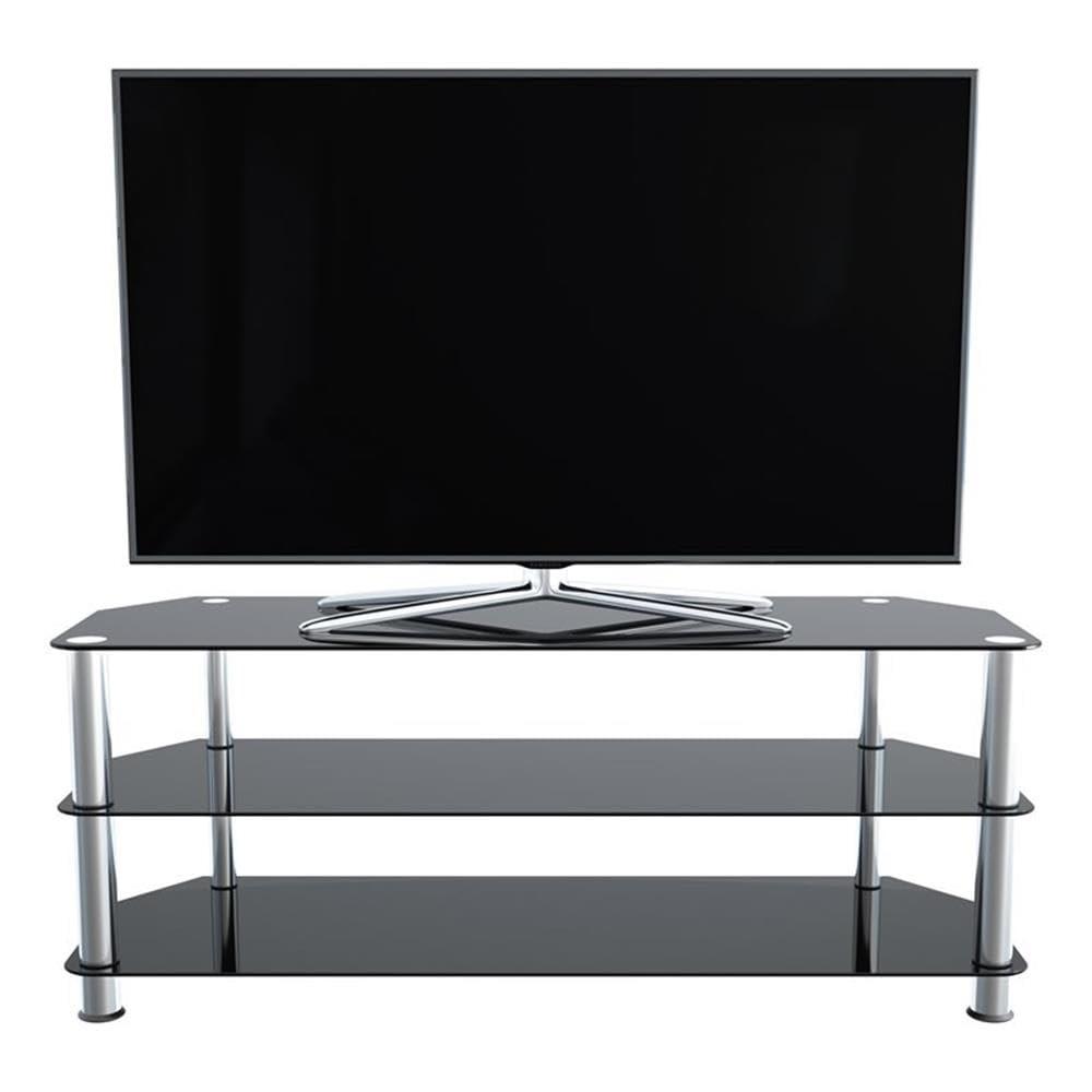 AVF Transitional Steel and Glass TV Stand for up to 60" TVs in Black/Chrome