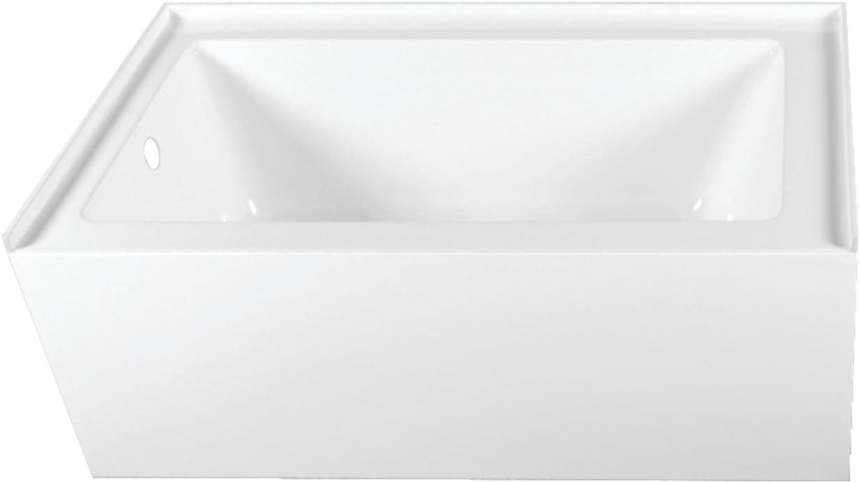 Aqua Eden 60" Acrylic Alcove Bathtub with Left Hand Drain Hole, White