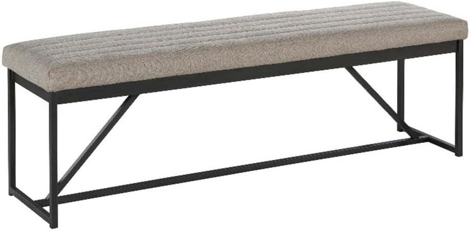 Intercon Furniture Eden 64" Modern Fabric and Metal Backless Bench in Dune Gray