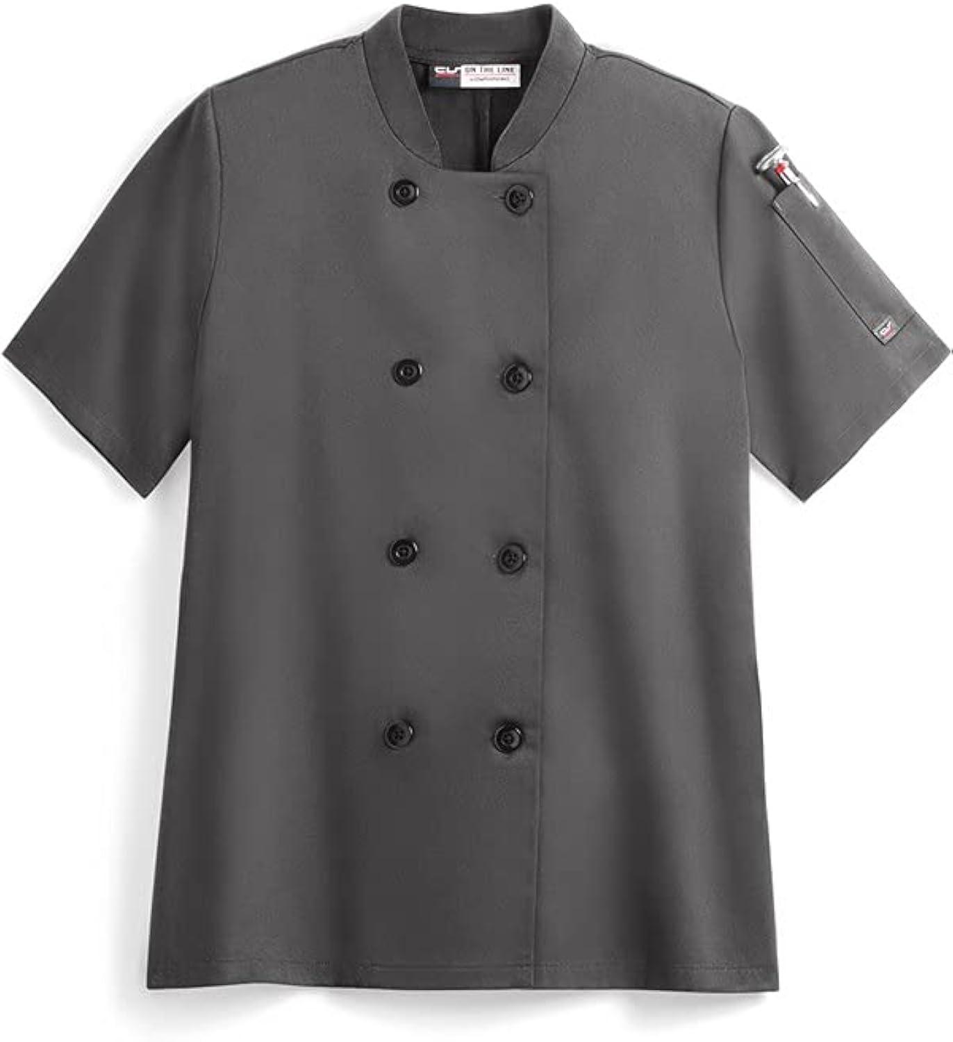 Women's Pebble Grey Short Sleeve Chef Coat