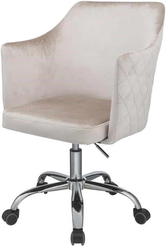 Cosgair Office Chair Champagne Velvet/Chrome - Acme Furniture: Swivel, Adjustable Height, Metal Frame