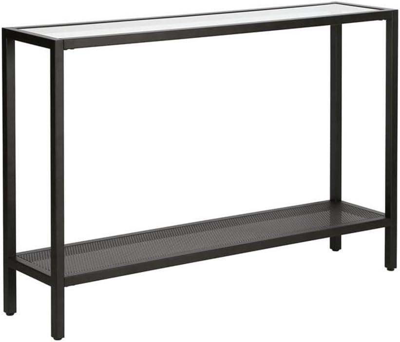 Evelyn&Zoe Rigan 46" Wide Rectangular Console Table, Blackened Bronze