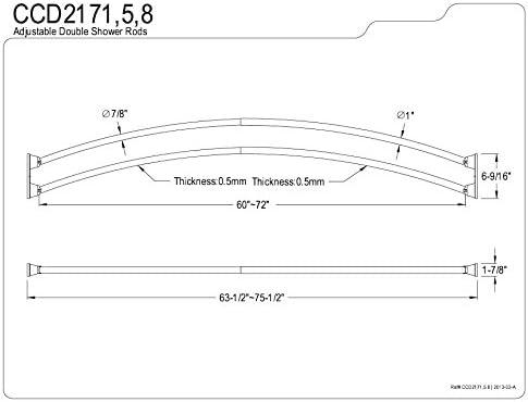 Kingston Brass Edenscape 60-Inch to 72-Inch Adjustable Double Curved Shower Curtain Rod