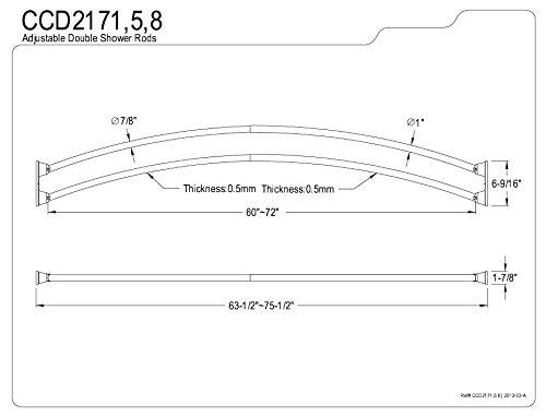 Kingston Brass Kingston Brass Edenscape 60-Inch to 72-Inch Adjustable Double Curved Shower Curtain Rod