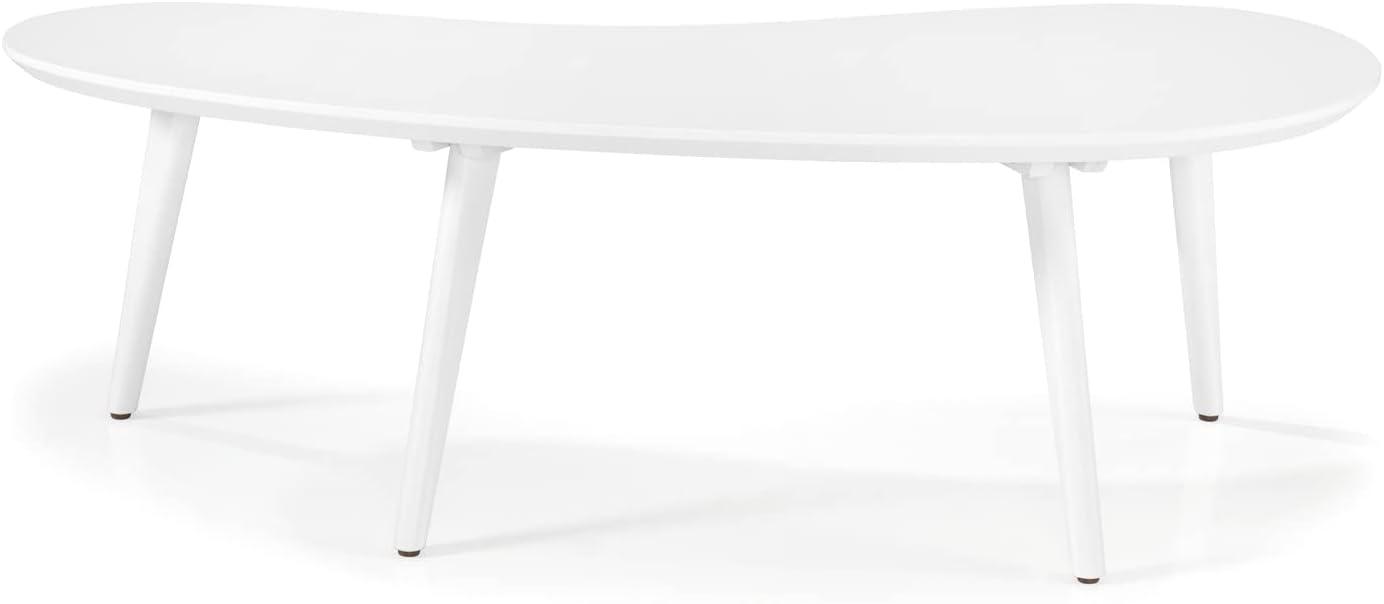 Camaflexi Mid Century Modern Coffee Table Small Tabletop Wood Coffee Desk, White