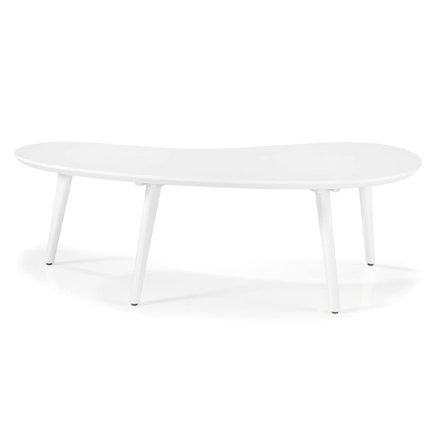 Camaflexi Mid Century Modern Coffee Table Small Tabletop Wood Coffee Desk, White