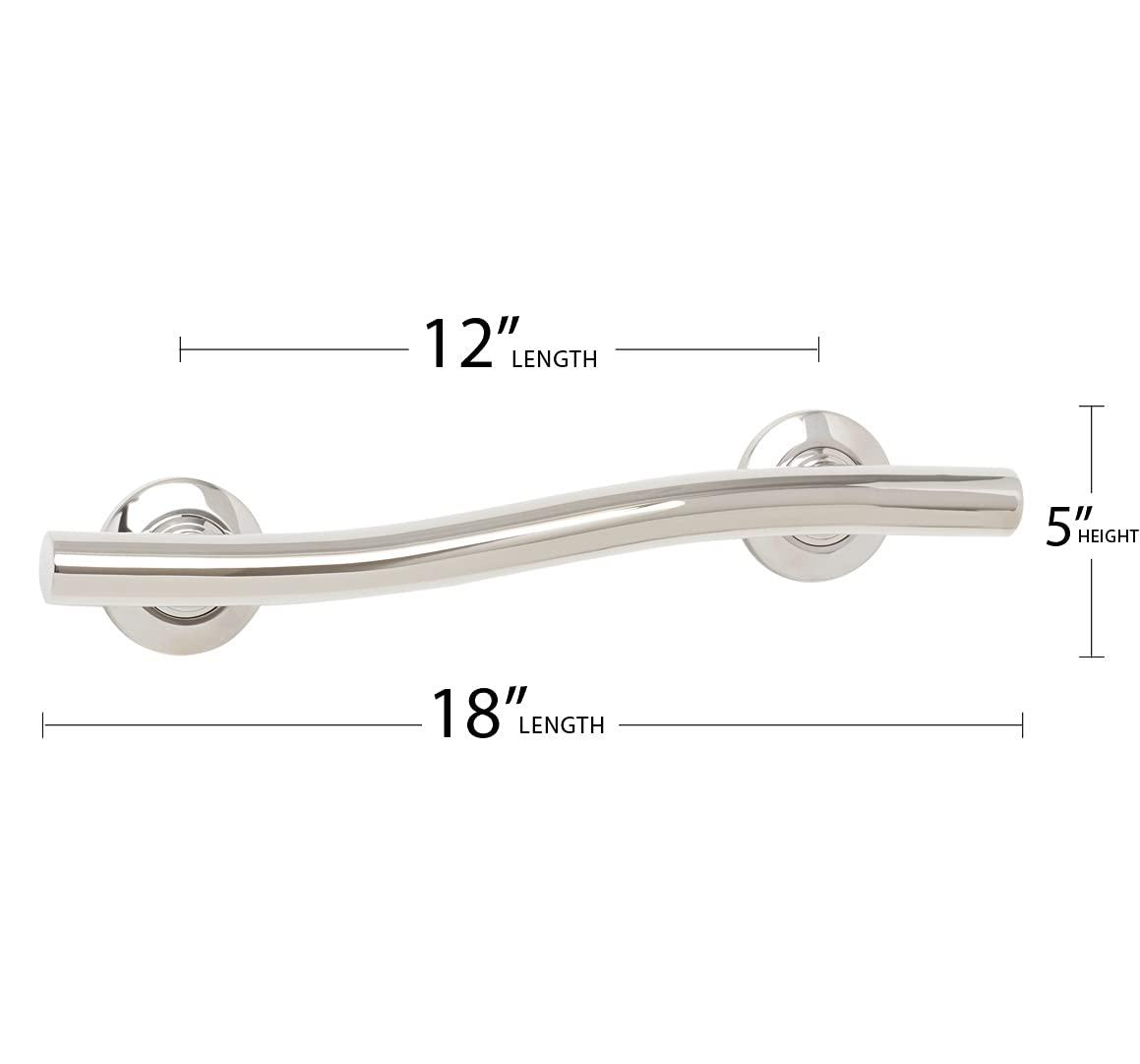Seachrome Lifestyle & Wellness Stainless Steel Wave Grab Bar GW-3518-QCR-PS