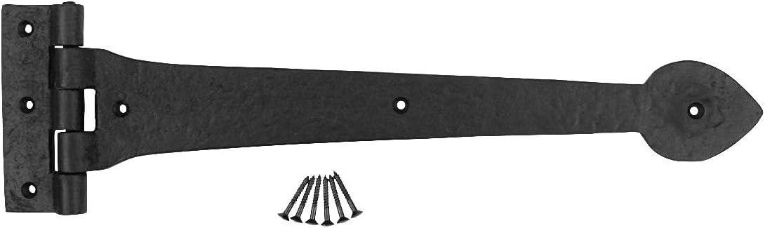 15-Inch Black Wrought Iron Spade Tip Gate Strap Hinge