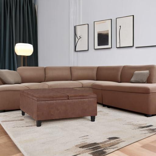 Simpli Home Ellis Coffee Table Storage Ottoman
