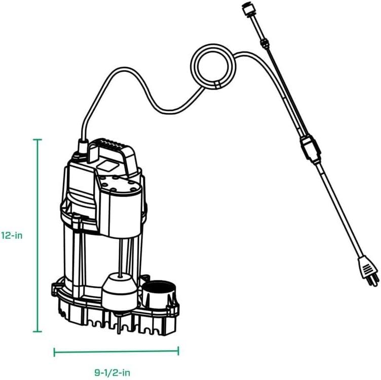 Zoeller 4012572 0.75 HP 80 gph Cast Iron Vertical Float Switch AC Submersible Sump Pump