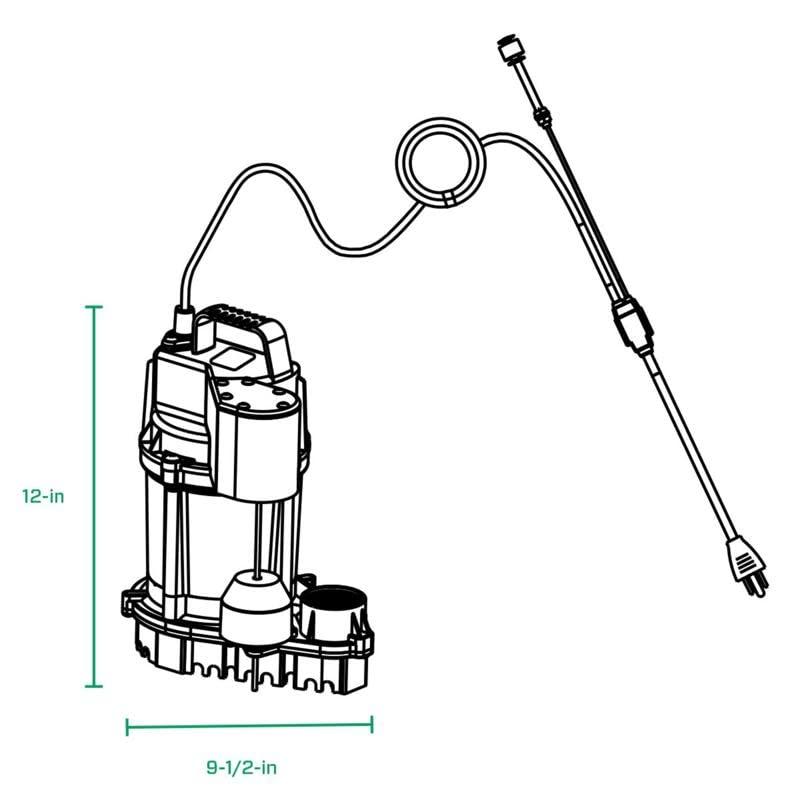 Zoeller 4012572 0.75 HP 80 gph Cast Iron Vertical Float Switch AC Submersible Sump Pump