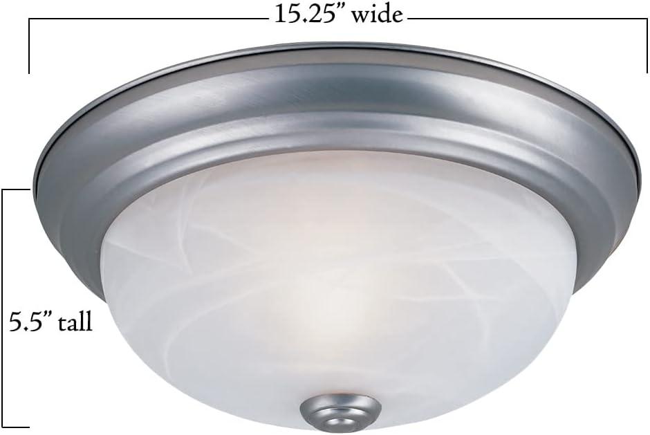 Designers Fountain 15 inch Large 3-Light Satin Platinum Flush Mount Ceiling Light, 1257L-SP-AL