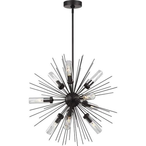 Oil Rubbed Bronze Sputnik Outdoor Chandelier with Clear Glass Shades