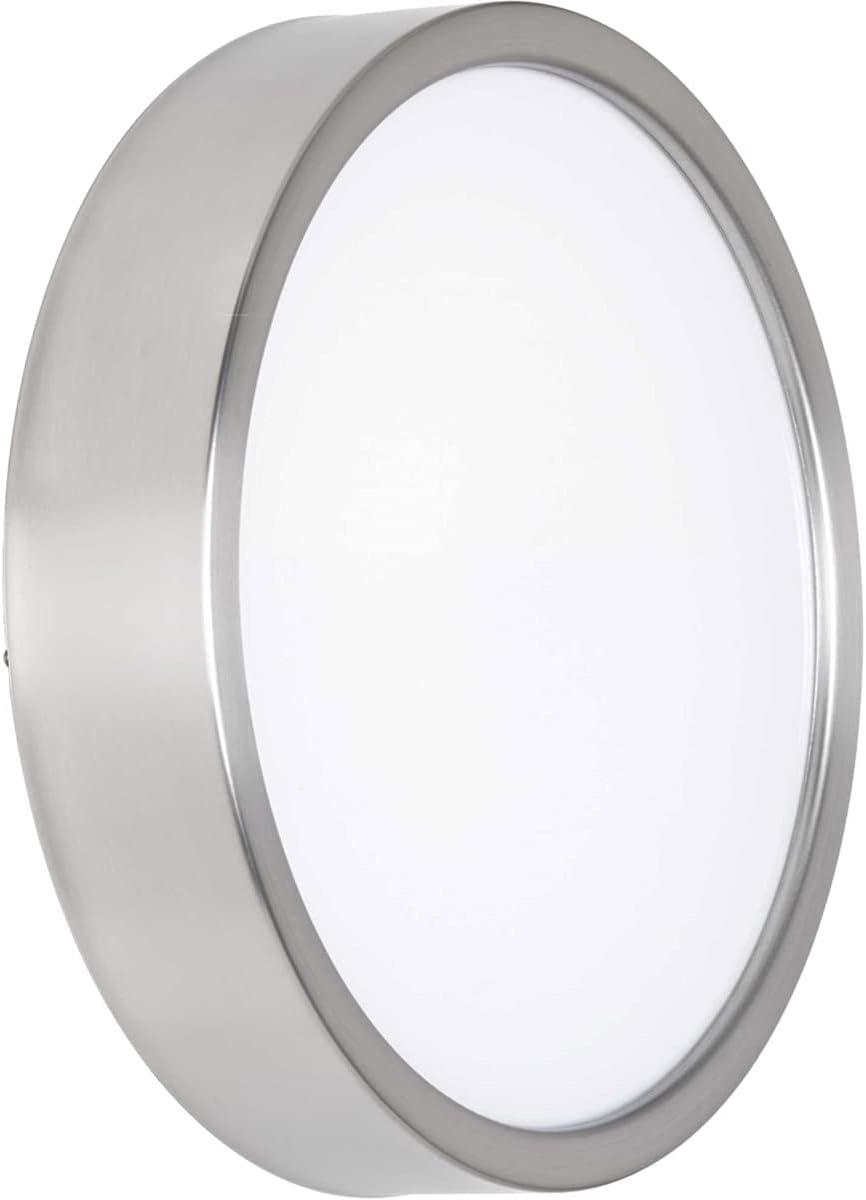 Progress Lighting Portal 1-Light LED Flush Mount, Brushed Nickel, White Acrylic Shade