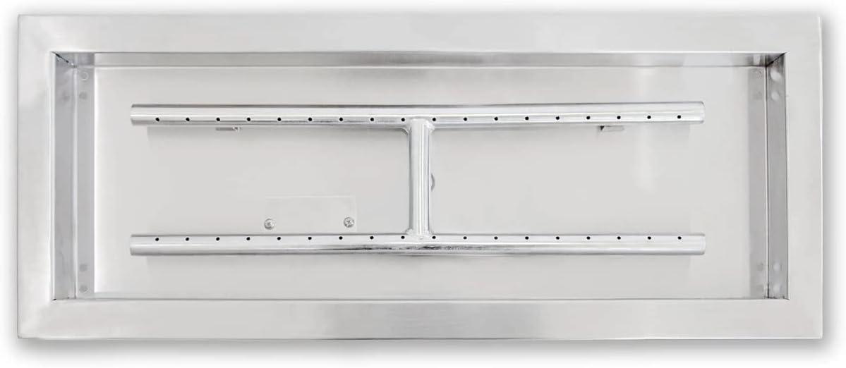 Stainless Steel 24-Inch Rectangular Drop-In Gas Fire Pit Burner