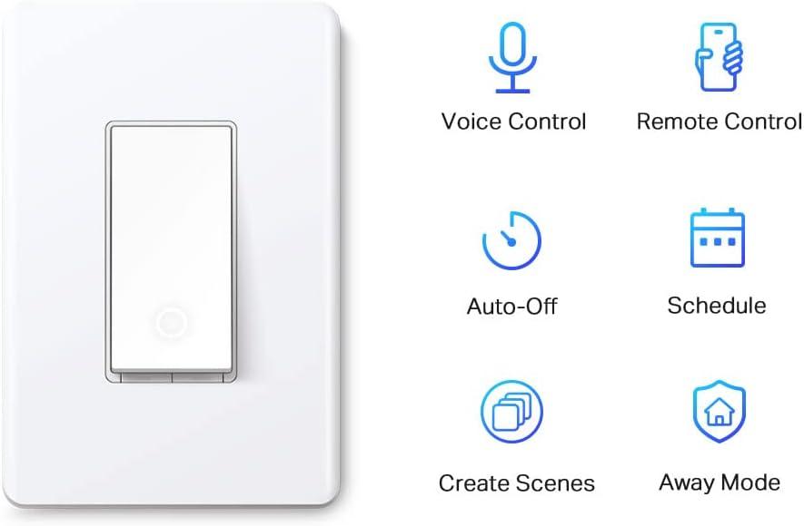 White Smart Wi-Fi Light Switch with Timer and Voice Control