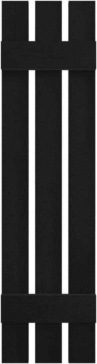 Black Vinyl Board-n-Batten Shutters with Installation Screws, 12"W x 35"H