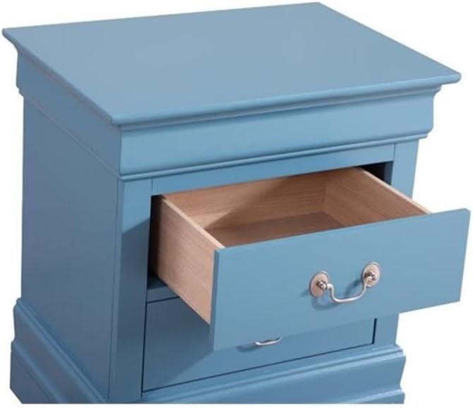 Glory Furniture Louis Phillipe 2 Drawer Nightstand in Teal