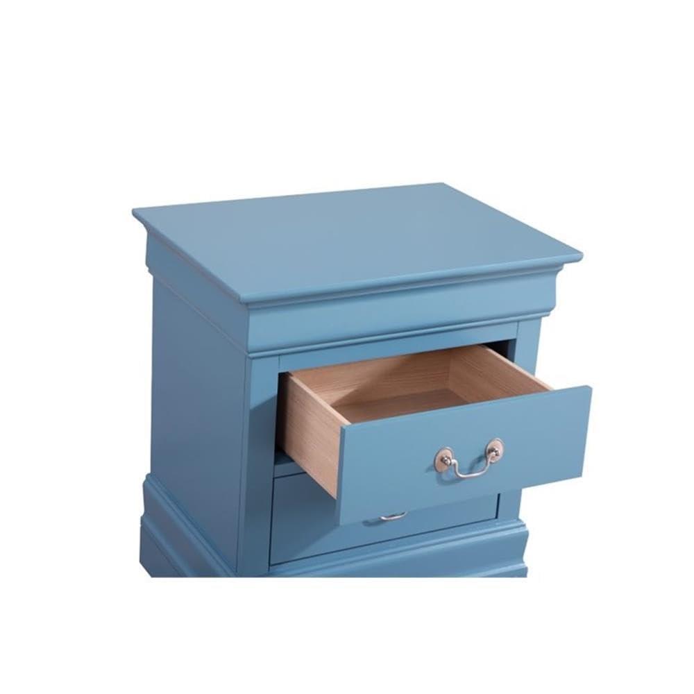 Glory Furniture Louis Phillipe 2 Drawer Nightstand in Teal