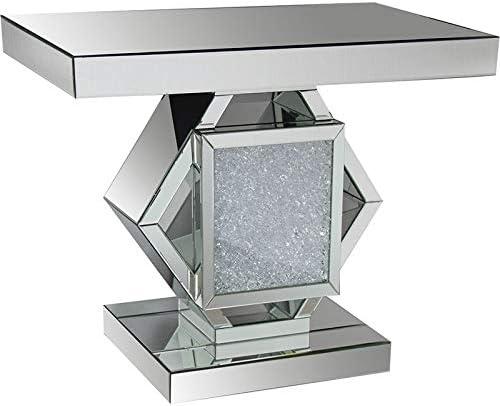 ACME Nowles Console Table, Mirrored (1Set/2Ctn)-Color:Mirrored & Faux Stones,Quantity:1,Style:Glam/Modern