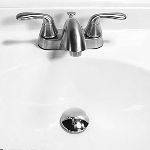 Brushed Nickel Push Pop-Up Sink Drain with Overflow