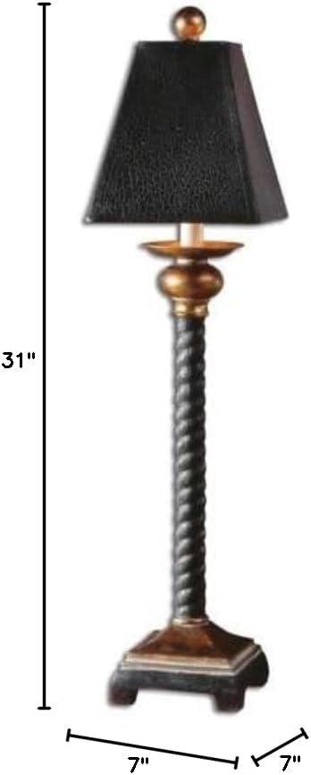 Uttermost Rustic Buffet Table Lamp 31" Tall Black Bronze Gray Metal Crackle Square Shade for Living Room House Home Dining Family