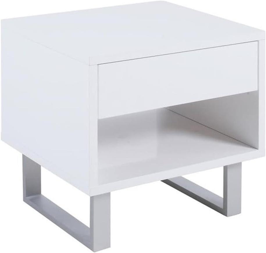 Coaster Contemporary Wood Storage End Table with 1-Drawer in White