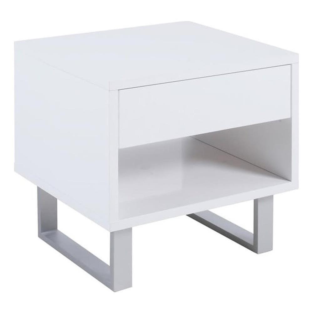 Coaster Contemporary Wood Storage End Table with 1-Drawer in White