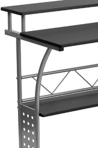 Flash Furniture Clifton Modern Office Computer Desk with Top/Bottom Storage Shelves, 28"W, Black