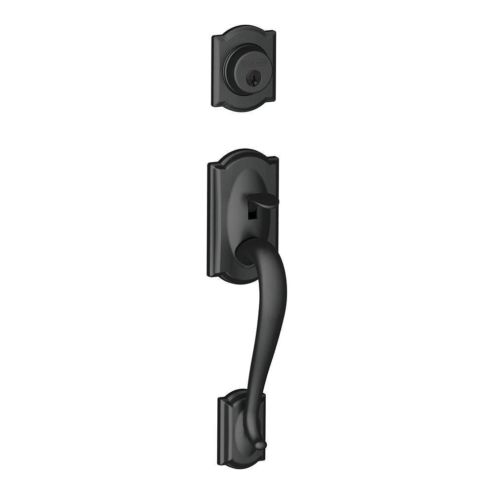 Camelot Exterior Portion Handleset with Single Cylinder Deadbolt Deadbolt