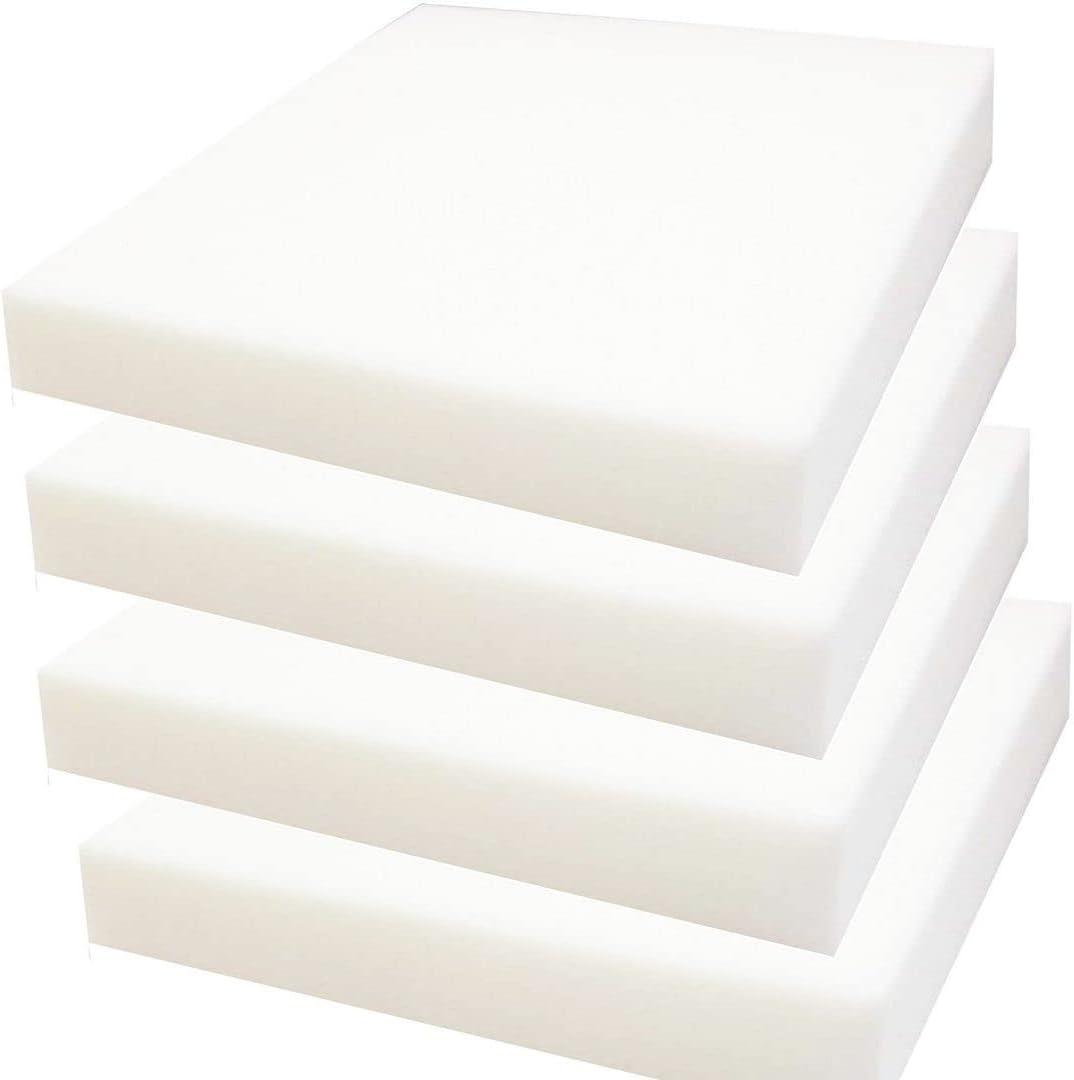 White Polyurethane Foam Square Cushion Inserts, 18x18x1, 4-Pack