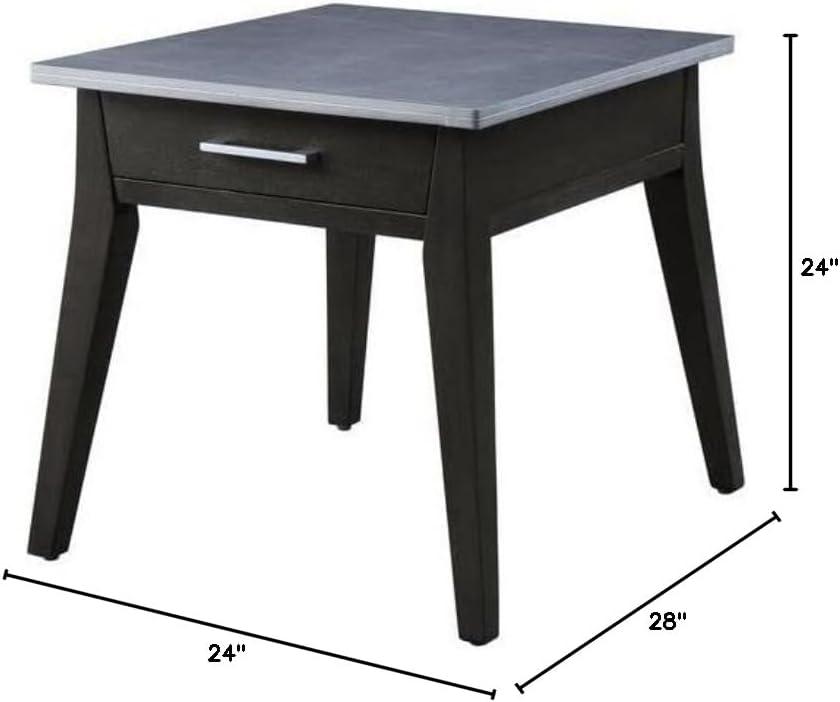 ACME Zemocryss End Table in Marble & Dark Brown Finish