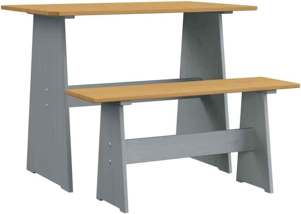 Chapman 3-Piece Natural and Grey Pine Wood Dining Set