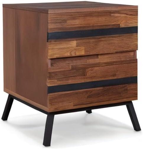 18" Karine Accent Table Walnut/Black - Acme Furniture: Modern Rectangular Side Table with Drawer & Tapered Legs