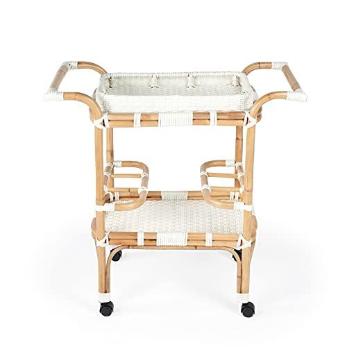 Butler Specialty Company Selena White Rattan Bar Cart