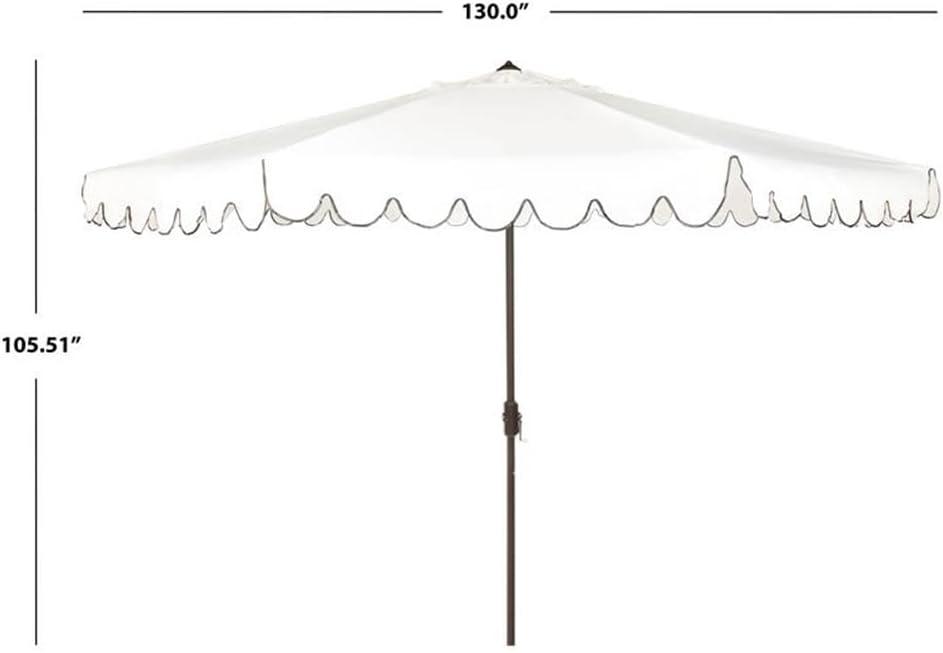 Venice 11Ft Round Crank Umbrella - PAT8110 - Ivory/Black - Safavieh